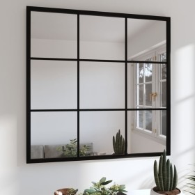 Espejo de pared metal negro 60x60 cm
