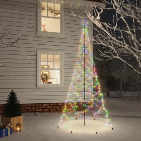 Árbol de Navidad con poste de metal 500 LEDs de colores 3 m