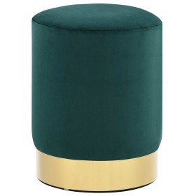 Taburete de terciopelo 28 x 36 cm verde oscuro y dorado