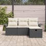 Conjunto de sofá de jardín con cojín 4 pcs Negro y crema
