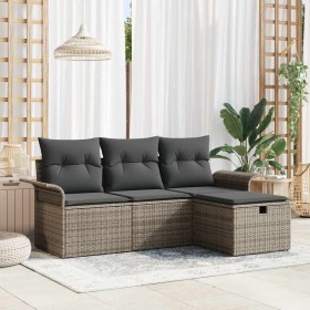 Conjunto de sofá de jardín 4 pcs Gris 196 x 117 x 85 cm