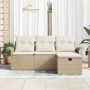 Conjunto de sofá de jardín con cojín 4 pcs beige y crema