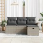 Conjunto de sofá de jardín 4 pcs Gris claro 196 x 117 x 85 cm