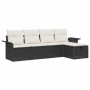 Conjunto de sofá de jardín con cojín 5 pcs Negro y crema