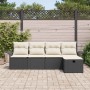 Conjunto de sofá de jardín con cojín 5 pcs Negro y crema