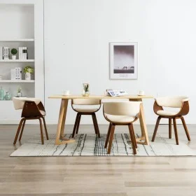 Esszimmerstühle, 4 Stück, gebogenes Holz und cremefarbenes Kunstleder von vidaXL, Essstühle - Ref: Foro24-278725, Preis: 841,...