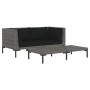 Garden furniture 3 pieces semicircular synthetic rattan dark gray by vidaXL, Modular outdoor sofas - Ref: Foro24-318606, Pric...