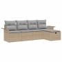 Conjunto de sofá de jardín con cojín 5 pcs beige y gris claro