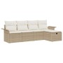 Conjunto de sofá de jardín con cojín 5 pcs beige y crema