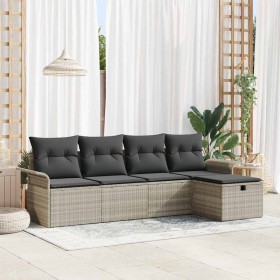 Conjunto de sofá de jardín 5 pcs Gris claro 251 x 117 x 85 cm