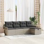 Conjunto de sofá de jardín 5 pcs Gris claro 251 x 117 x 85 cm
