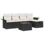 Conjunto de sofá de jardín con cojín 6 pcs Negro y crema