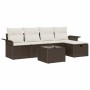Conjunto de sofá de jardín con cojín 6 pcs Marrón y crema