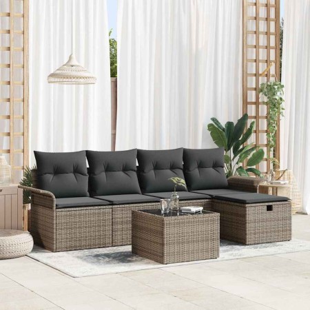 Conjunto de sofá de jardín 6 pcs Gris 251 x 117 x 85 cm