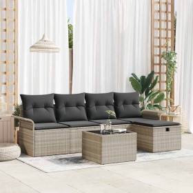 Conjunto de sofá de jardín 6 pcs Gris claro 251 x 117 x 85 cm