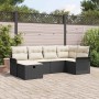 Conjunto de sofá de jardín con cojín 6 pcs Negro y crema