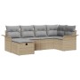 Conjunto de sofá de jardín con cojín 6 pcs beige y gris claro