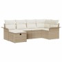 Conjunto de sofá de jardín con cojín 6 pcs beige y crema