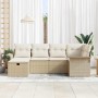 Conjunto de sofá de jardín con cojín 6 pcs beige y crema