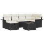 Conjunto de sofá de jardín con cojín 7 pcs Negro y crema