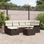 Conjunto de sofá de jardín con cojín 7 pcs Marrón y crema