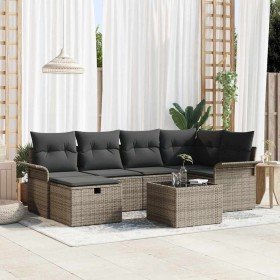 Conjunto de sofá de jardín 7 pcs Gris 242.5 x 132.5 x 85 cm Conjunto de sofá de jardín 7 pcs Gris 242.5 x 132.5 x 85 cm