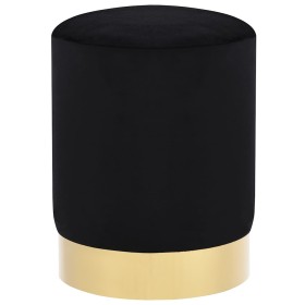 Taburete de terciopelo 28 x 36 cm negro y dorado