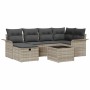 Conjunto de sofá de jardín con cojín 7 pcs Gris claro