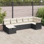 Conjunto de sofá de jardín con cojín 7 pcs Negro y crema