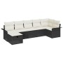 Conjunto de sofá de jardín con cojín 7 pcs Negro y crema