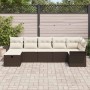 Conjunto de sofá de jardín con cojín 7 pcs Marrón y crema