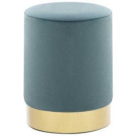 Taburete de terciopelo 28 x 36 cm azul claro y dorado