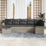 Conjunto de sofá de jardín con cojín 7 pcs Gris claro