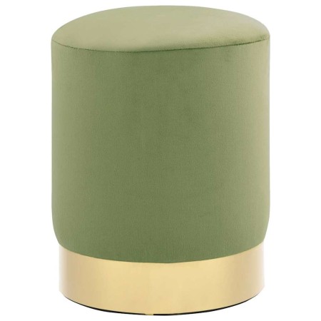 Taburete de terciopelo 28 x 36 cm verde mostaza y dorado
