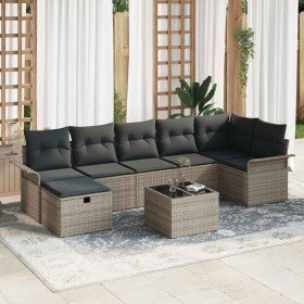 Conjunto de sofá de jardín 8 pcs Gris 297.5 x 132.5 x 85 cm