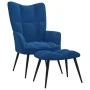 Silla de relajación con reposapiés terciopelo azul de vidaXL, Sillones - Ref: Foro24-328094, Precio: 107,68 €, Descuento: %