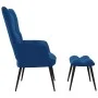 Silla de relajación con reposapiés terciopelo azul de vidaXL, Sillones - Ref: Foro24-328094, Precio: 107,68 €, Descuento: %