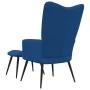 Silla de relajación con reposapiés terciopelo azul de vidaXL, Sillones - Ref: Foro24-328094, Precio: 107,68 €, Descuento: %