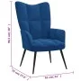 Silla de relajación con reposapiés terciopelo azul de vidaXL, Sillones - Ref: Foro24-328094, Precio: 107,68 €, Descuento: %