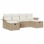 Conjunto de sofá de jardín con cojín 6 pcs beige y crema