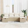 Conjunto de sofá de jardín con cojín 6 pcs beige y crema