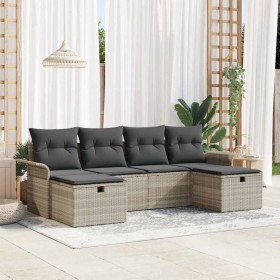 Conjunto de sofá de jardín 6 pcs Gris claro 251 x 117 x 85 cm