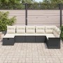 Conjunto de sofá de jardín con cojín 8 pcs Negro y crema