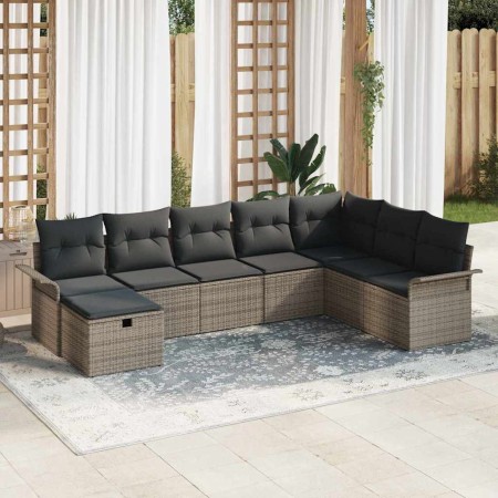 Conjunto de sofá de jardín 8 pcs Gris 297.5 x 187.5 x 85 cm