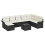 Conjunto de sofá de jardín con cojín 9 pcs Negro y crema