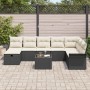 Conjunto de sofá de jardín con cojín 9 pcs Negro y crema