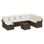 Conjunto de sofá de jardín con cojín 9 pcs Marrón y crema