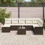 Conjunto de sofá de jardín con cojín 9 pcs Marrón y crema