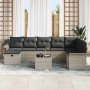 Conjunto de sofá de jardín con cojín 9 pcs Gris claro