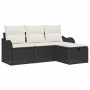 Conjunto de sofá de jardín con cojín 4 pcs Negro y crema